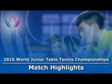 WJTTC 2015 Highlights: WANG Chuqin vs CASSIN Alexandre (1/4)