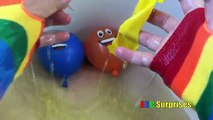 Pop Balloon Finger Family Nursery Rhymes - Learn Colors with 7 Wet Face Water Balloons - K