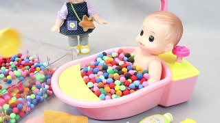 Learn Colors of Play Doh Baby Doll Bath Time Toy Surprise Eggs Tayo the Little Bus Garage