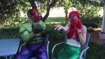 Spiderman Kisses Ariel the Little Mermaid?! Upside down Elsa Fun Superhero Kids In Real Life In 4K