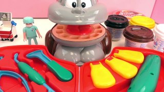 Play Doh 培乐多蛀牙先生 彩泥 套装 和Playmobil 摩比游戏 牙医 制作 银色 牙齿 展示