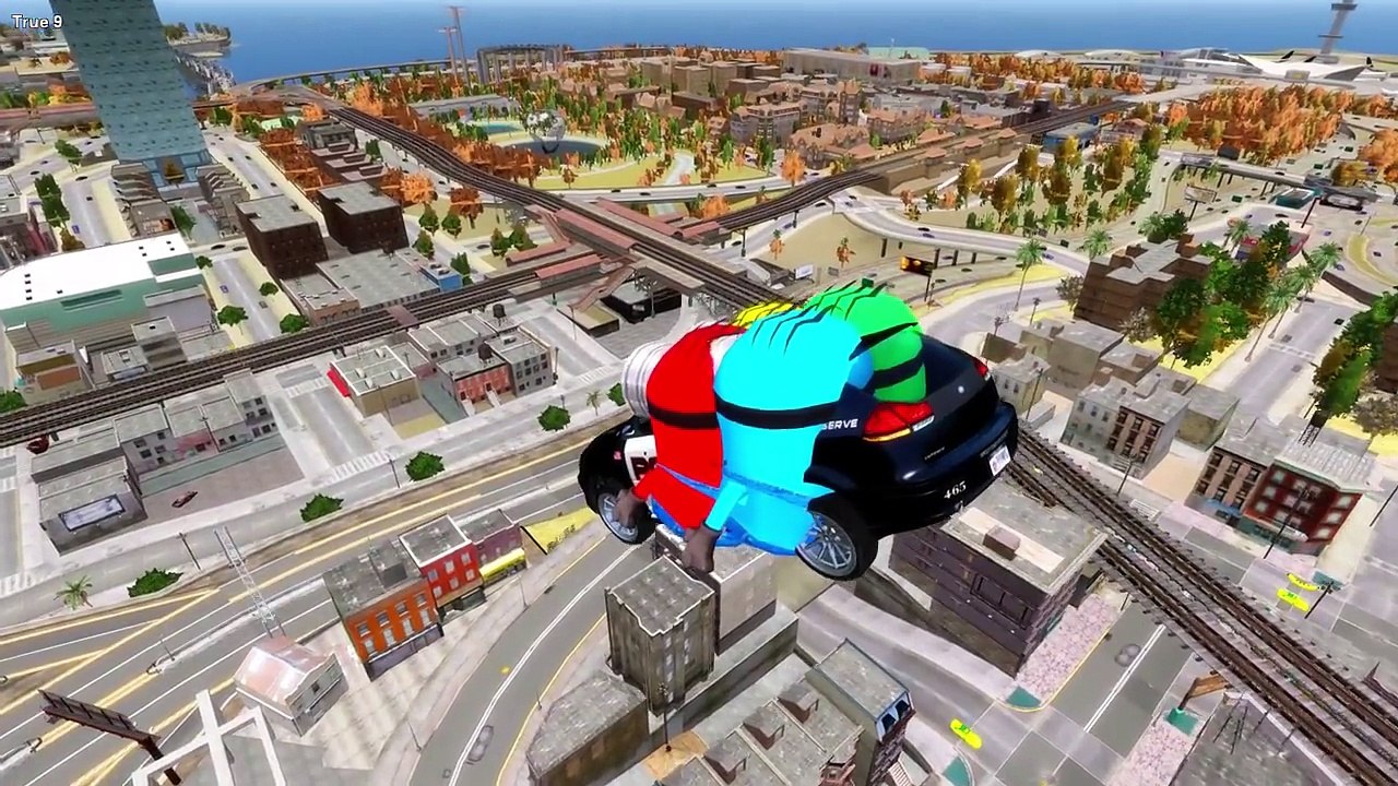 NEW MINIONS COLORS BANANA CAR PARTY Superheroes Fun Video Nursery Rhymes Songs