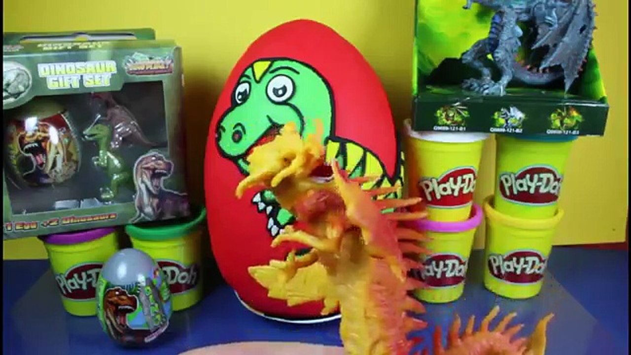 Giant Jurassic World Dinosaur Play Doh Surprise Egg with Velociraptor Blue Toy by ToyLabTV