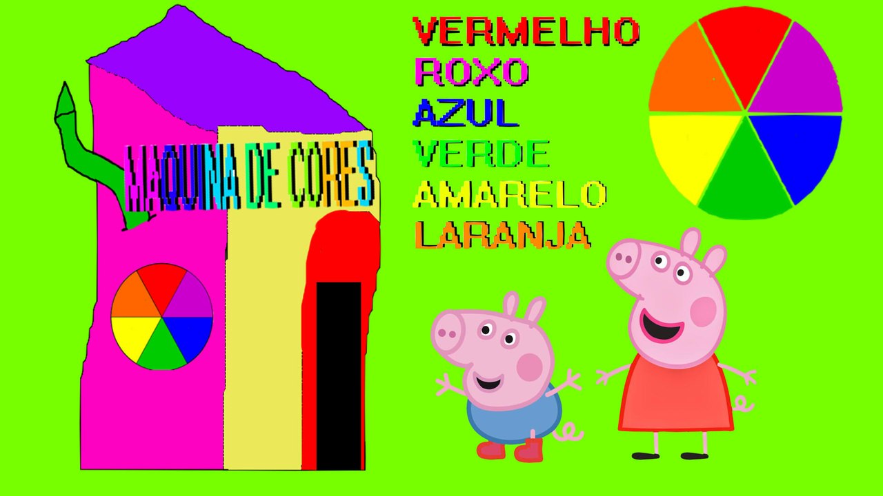 PEPPA E GEORGE COM A  MÁQUINA DE CORES
