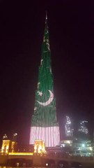 Burj Khalifa lights up with the Pakistan National Flag