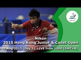 2015 Nikon Hong Kong Junior & Cadet Open – ITTF Golden Series Junior Circuit – Day 5 LIVE