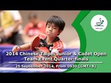 Table Tennis: 2014 Chinese Taipei Junior & Cadet Open (Team Event Quarter-Finals)