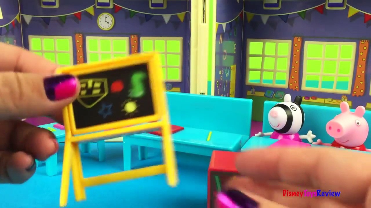 Peppa Pigs School Playset George Pig Madamme Gazzelle Zoe Zebra Peppa Pig Toys Porca Pepp