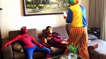 #SPIDERMAN and IRONMAN becomes Zombies w/ Evil Clown PRANK FUNNY Zombies Superheroes In Re