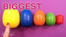 Giant SURPRISE Eggs Kinder Cars2 Batman Pooh Frozen Mickey Learn Sizes & Colors For Childr