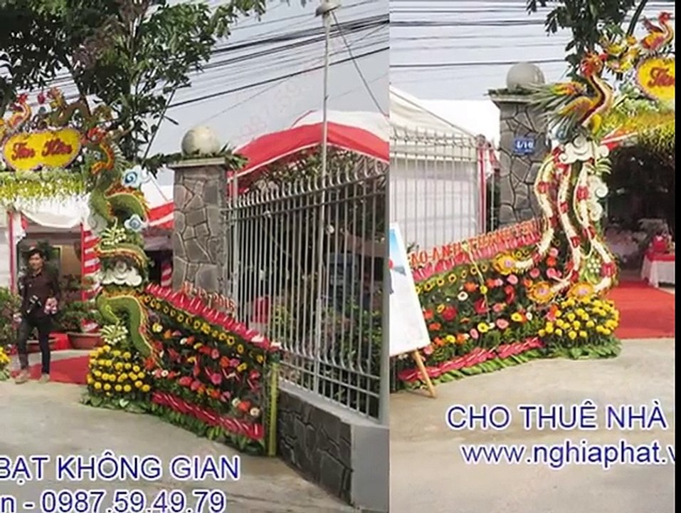 Cho thuê nhà bạt sắc trắng đỏ tổ chức đám cưới tại quốc lộ 13