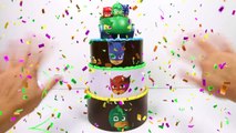 PJ Masks Birthday Party with Catboy, Villain Romeo Slimes Cake Steals Trolls Movie, Paw Pa
