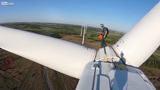 BASE Jumping from a 200ft High Stalled Wind Turbine Blade