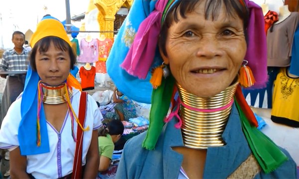 ミャンマー,インレー湖の首長族,Myanmar Kayan people,Inle Lake,Surprised Japanese