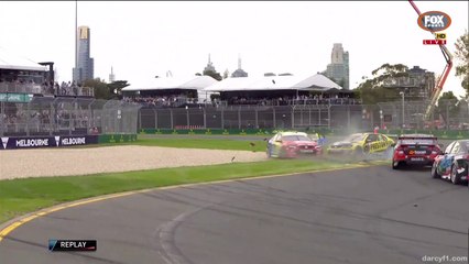 v8 supercars Albert Park 2017 Race 1 Percat Huge Crash Brake failure