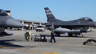 F-16 Flight Ops During Weapons Evaluation At Tyndall AFB