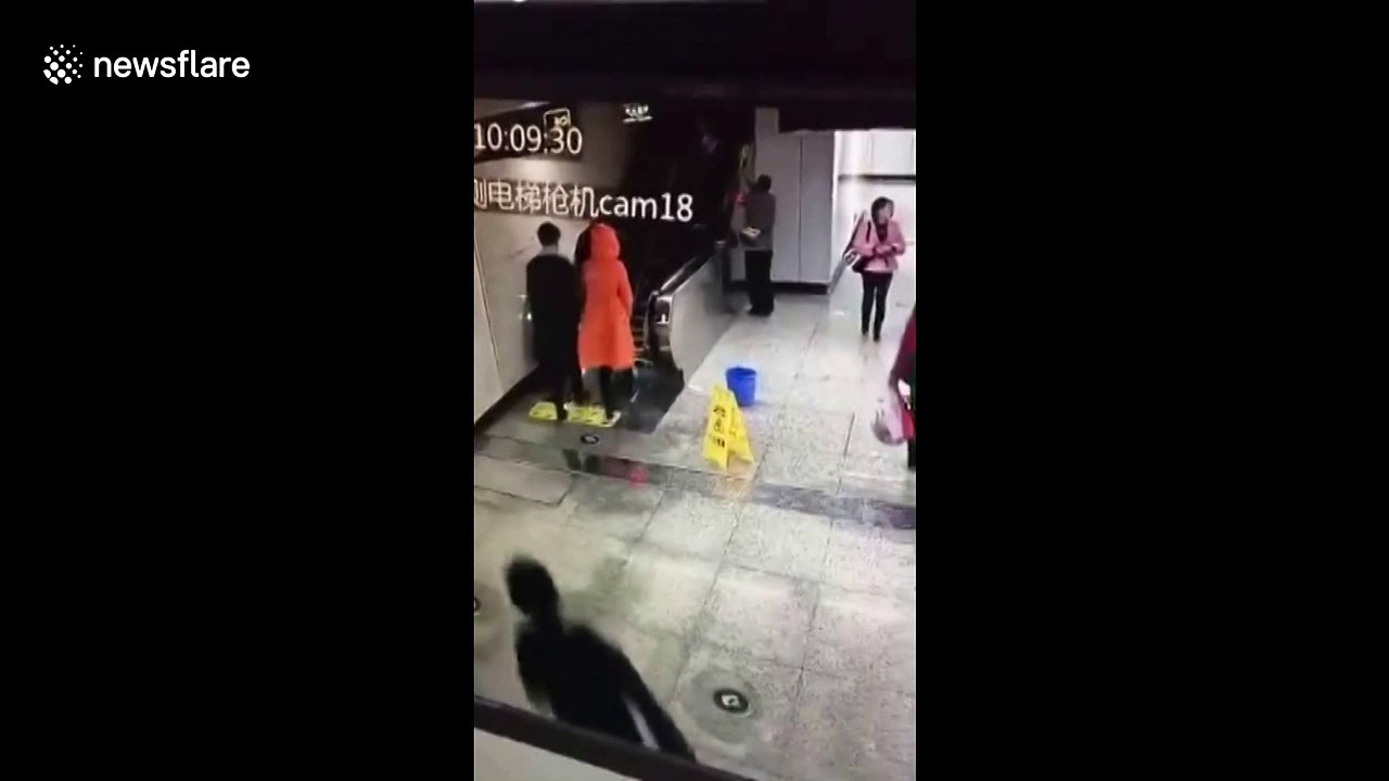 Lucky escape as escalator malfunctions dangerously