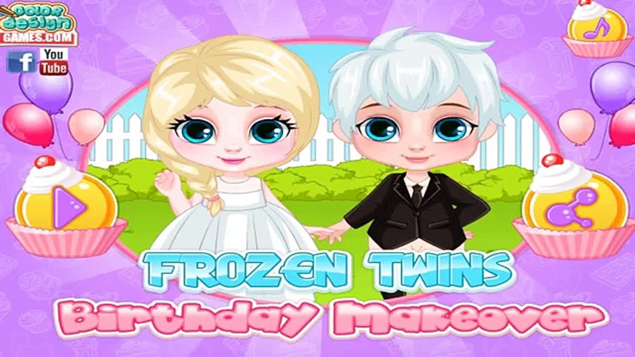 Frozen - Twins Birthday Makeover - Disney Frozen Full Cartoon Game Episode for Kids in Eng