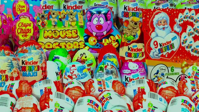 55 Киндер Сюрпризов,Unboxing Kinder Surprise Barbie,Свинка Пеппа,Маша и Медведь,Giant Kind