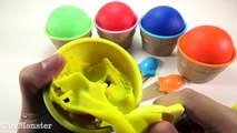 Play Doh Ice Cream Surprise Eggs, Mickey Mouse, Donald Duck Minnie Mouse Daisy Duck Pluto