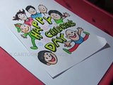 How to Draw Happy Children's day Greeting Drawing for kids Step By Step