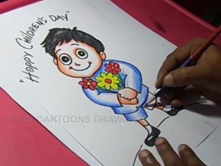 How to Draw Children's day Greeting card Drawing for kids Step By Step