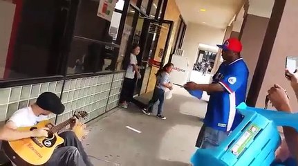 These three people singing along with a different voice