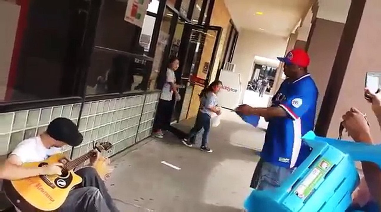 These three people singing along with a different voice