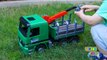 Bruder Logging Truck Toy with Crane - Kid Playing with Truck & R/C Forklift load timber
