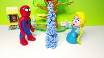 STOP MOTION ❤ ELSA cooks up MONSTER | Spiderman Superheroes animation movie clips Play Doh