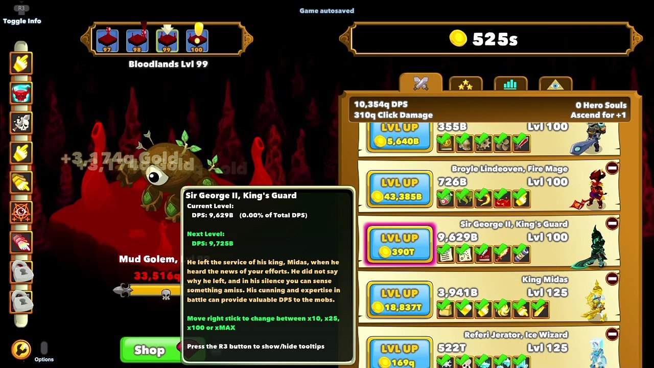Clicker Heroes Level 100 - PS4, Xbox One, PC, Web, Mobiles. Niveau 100.