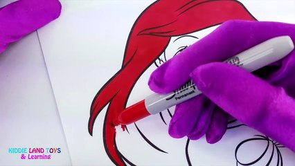 Coloring Ariel The Little Mermaid Disney GIANT Coloring Book Page Colored Pencils | KiMMi