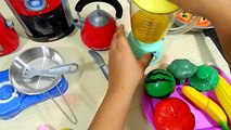 Toy Kitchen Velcro fruits vegetables Pretend cooking Breakfast Toast Lunch Juice Washing U