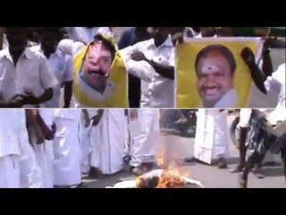 சந்திரகுமார் உள்ளிட்ட தேமுதிக அதிருப்தியாளர்கள் உருவபொம்மை எரிப்பு
