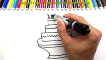 Learn Colors for Kids and Hand Color Watercolor Birthday Cake Balloons Coloring Pages - Qu