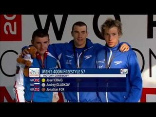 Swimming - medal ceremony men's 400m freestyle S7 - 2013 IPC Swimming Worlds