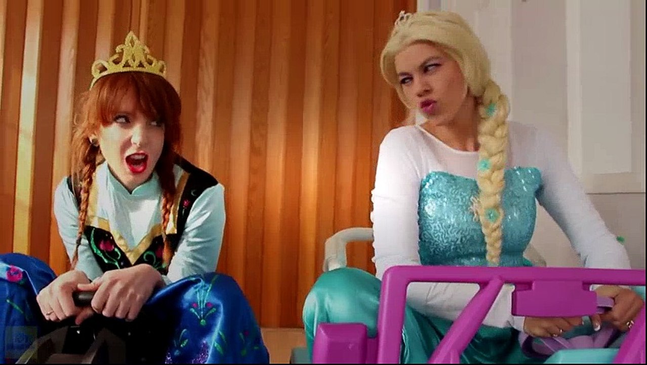 Frozen Elsa & Anna CAR RACE CHALLENGE! w/ Spiderman Joker Ariel Superman Batman Fun in Real Life