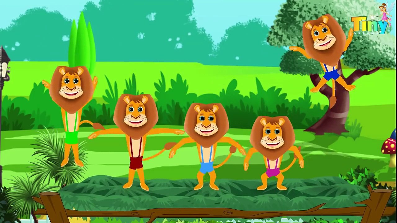 5 Little Lion Cubs | Five Little Monkeys Jumping on the Bed - Kids Songs & Rhymes for Chi