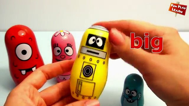 Surprise Eggs Learn Sizes from Smallest to Biggest with Yo Gabba Gabba Nesting Eggs | Lear