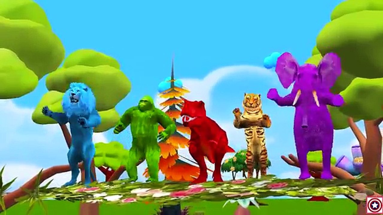 Животные Дети цвета динозавры слон Семья палец 5 горилла мало медсестра шприц |