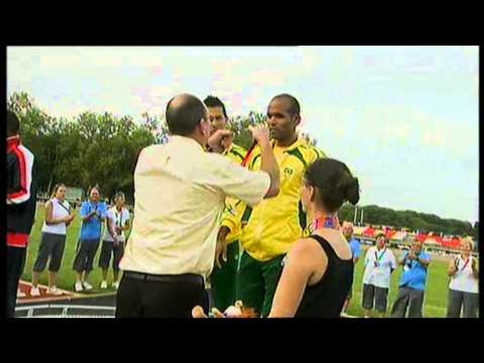 Athletics -  men's 400m T11 Medal Ceremony  - 2013 IPC Athletics World Championships, Lyon