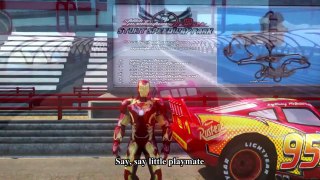 Spiderman Kids Songs ♪ Say, Say Little Playmate ♪ Iron Man riding his McQueen Cars
