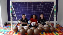 BASHING 10 Giant Surprise Chocolate Footballs - Football Challenges - Kinder Surprise Eggs Opening-GUIiuK7De