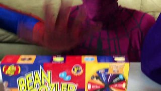 Spiderman vs Pink Spidergirl vs Joker BeanBoozled! w_ Frozen Elsa Gummy Prank! - Funny Superheroes-AnU