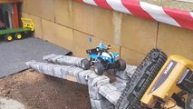 BRUDER RC toys excavator crash! Bruder video for kids!-UC