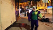 BATMAN SUPERMAN HYBRID vs Joker - Spiderman Deadpool Frozen Elsa NERF WAR IRL - Real Life Superhero-A0J2K