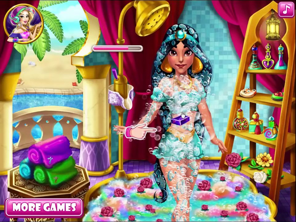 Arabian Princess Swimming Pool - Princess Jasmine Makeup and Dress Up Game