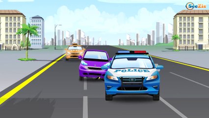 Kids Cartoon - Police Cars with Racing Cars & Fire Truck Vehicles | Learn Cars Cartoons for children