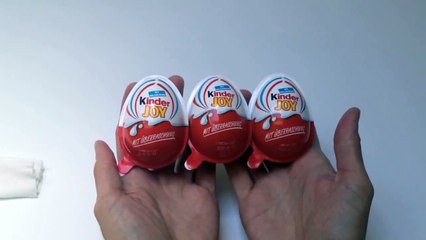 3 Kinder Joy Surprise Eggs Unwrapping Toys and Chocolate Ferrero--KX