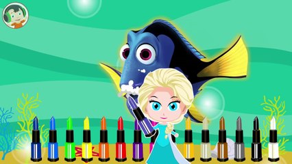 Dory dan Elsa Makeup Prank Learn Colors with Lipstick Finger Family Song - Kids Play Video-KVVY
